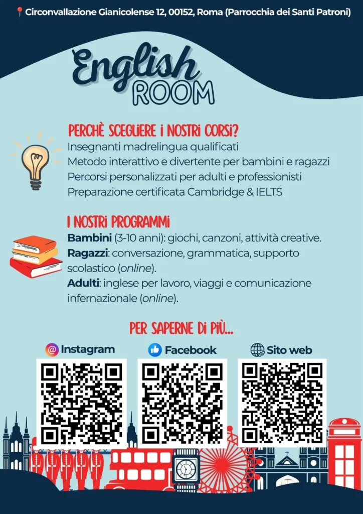 English Room - Corsi di Inglese con insegnanti madrelingua - Gianicolense - Monte Verde - Porta Portese - Trastevere - Roma