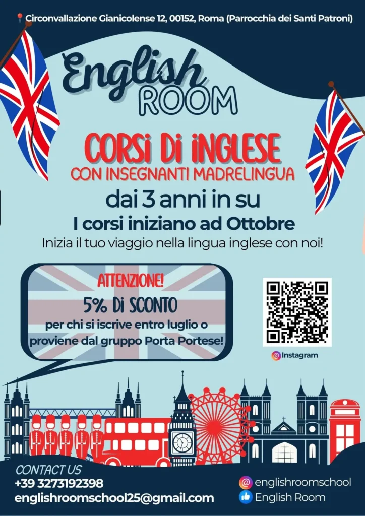 English Room - Corsi di Inglese con insegnanti madrelingua - Gianicolense - Monte Verde - Porta Portese - Trastevere - Roma